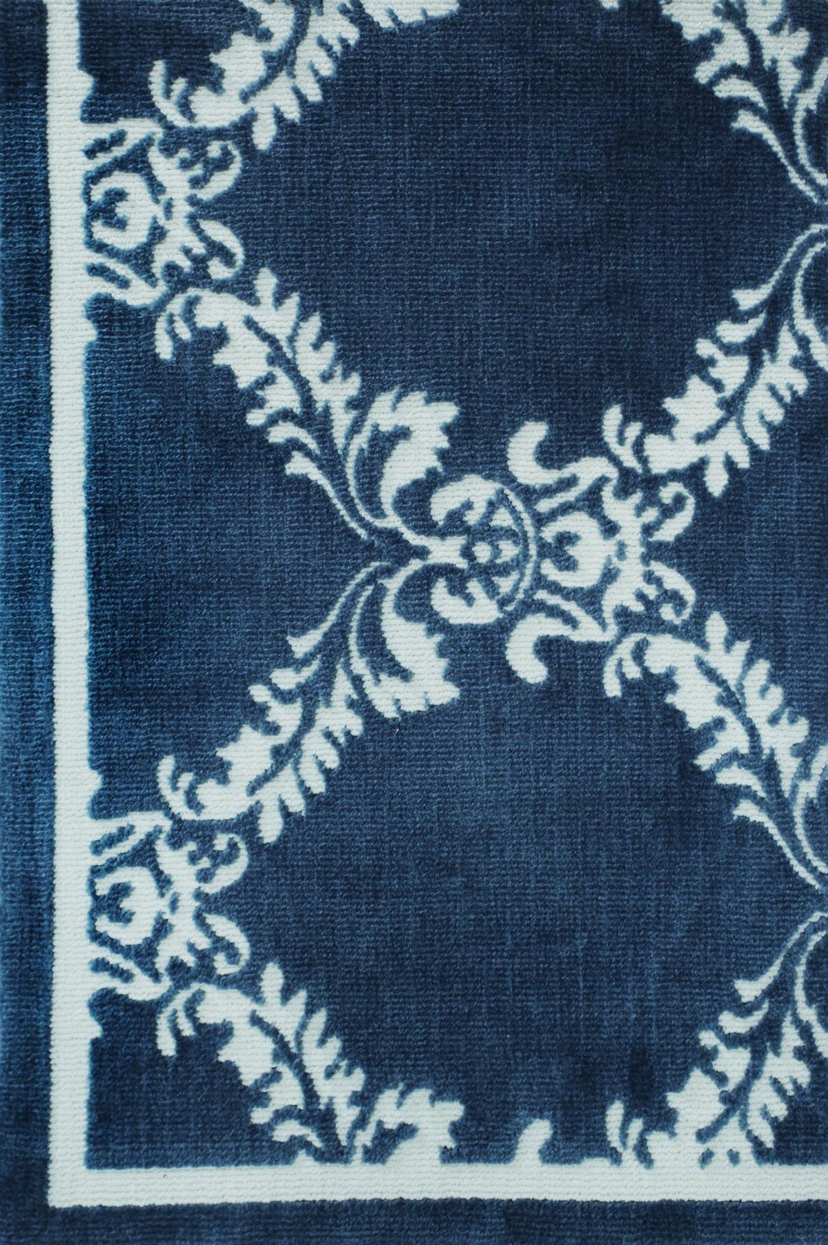 Flowering Vines Denim Blue Camel carpet sample