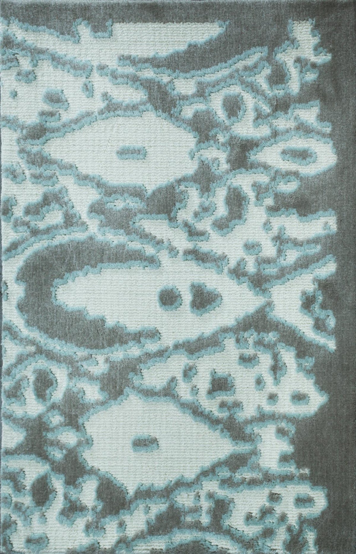 Fanfare Turquoise Cream Grey carpet sample