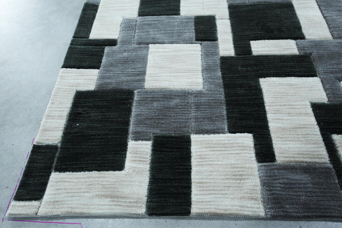 Jig Saw Dark Grey Medium Grey Beige Full Size carpet sample