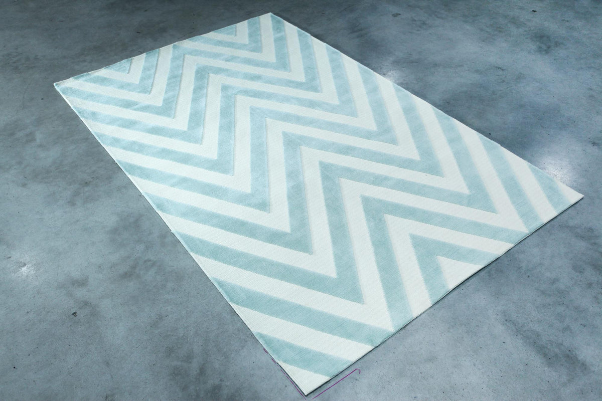 Zig Zag Turquoise White carpet sample