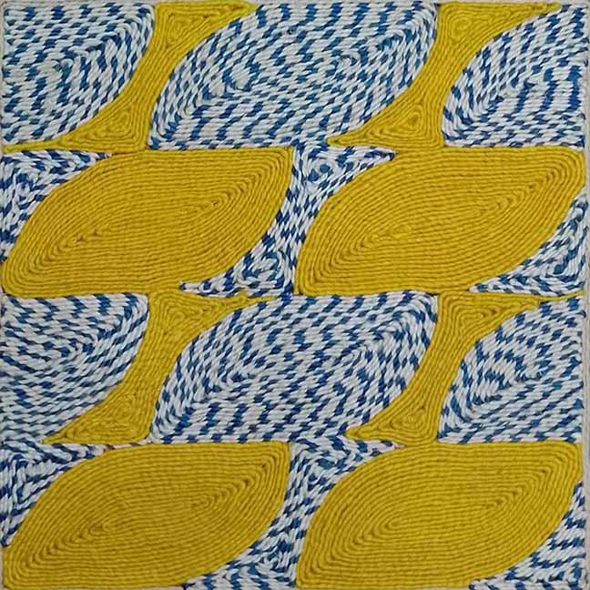 Copperleaf Gold / Blue carpet sample