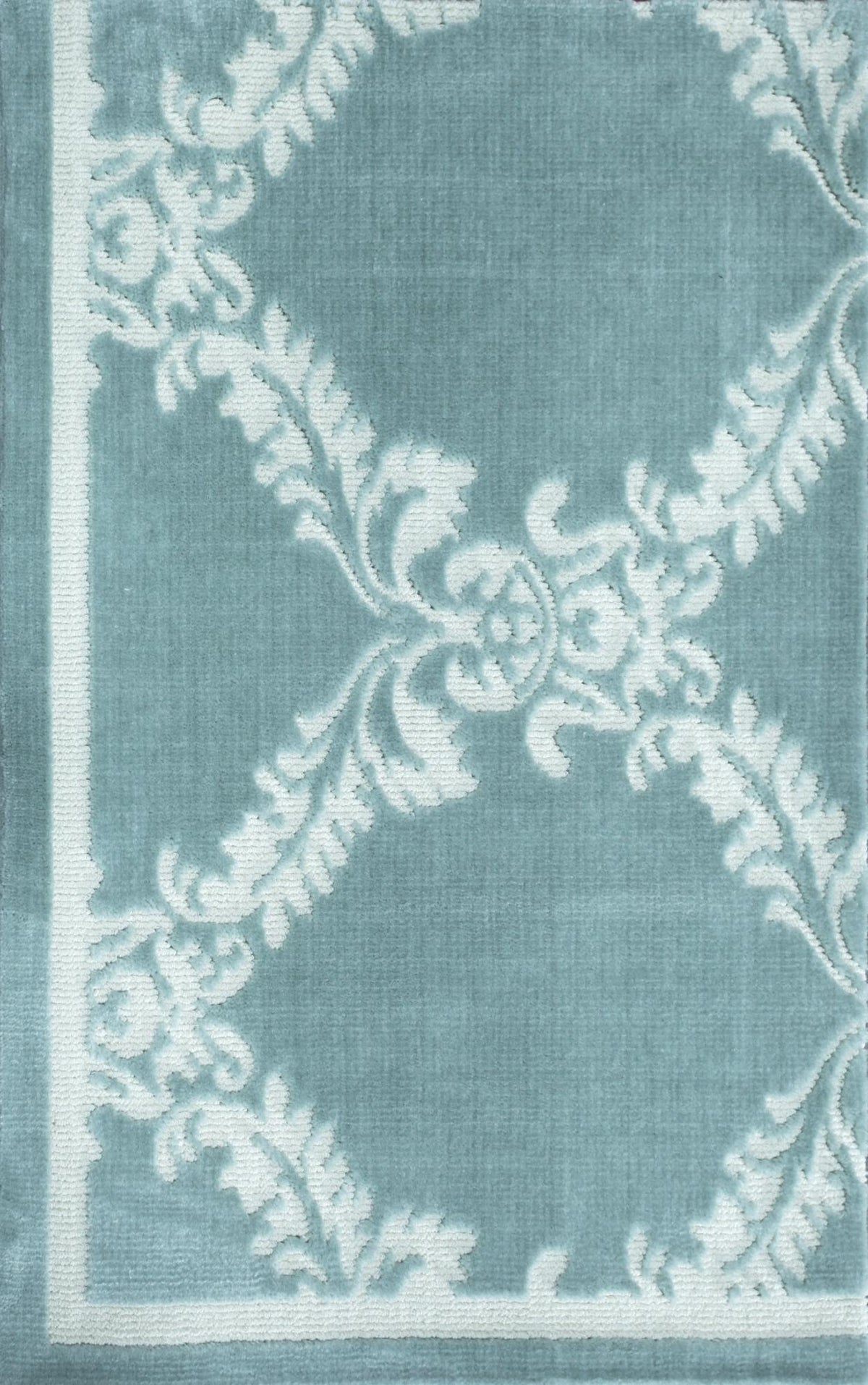Flowering Vines Aqua White carpet sample