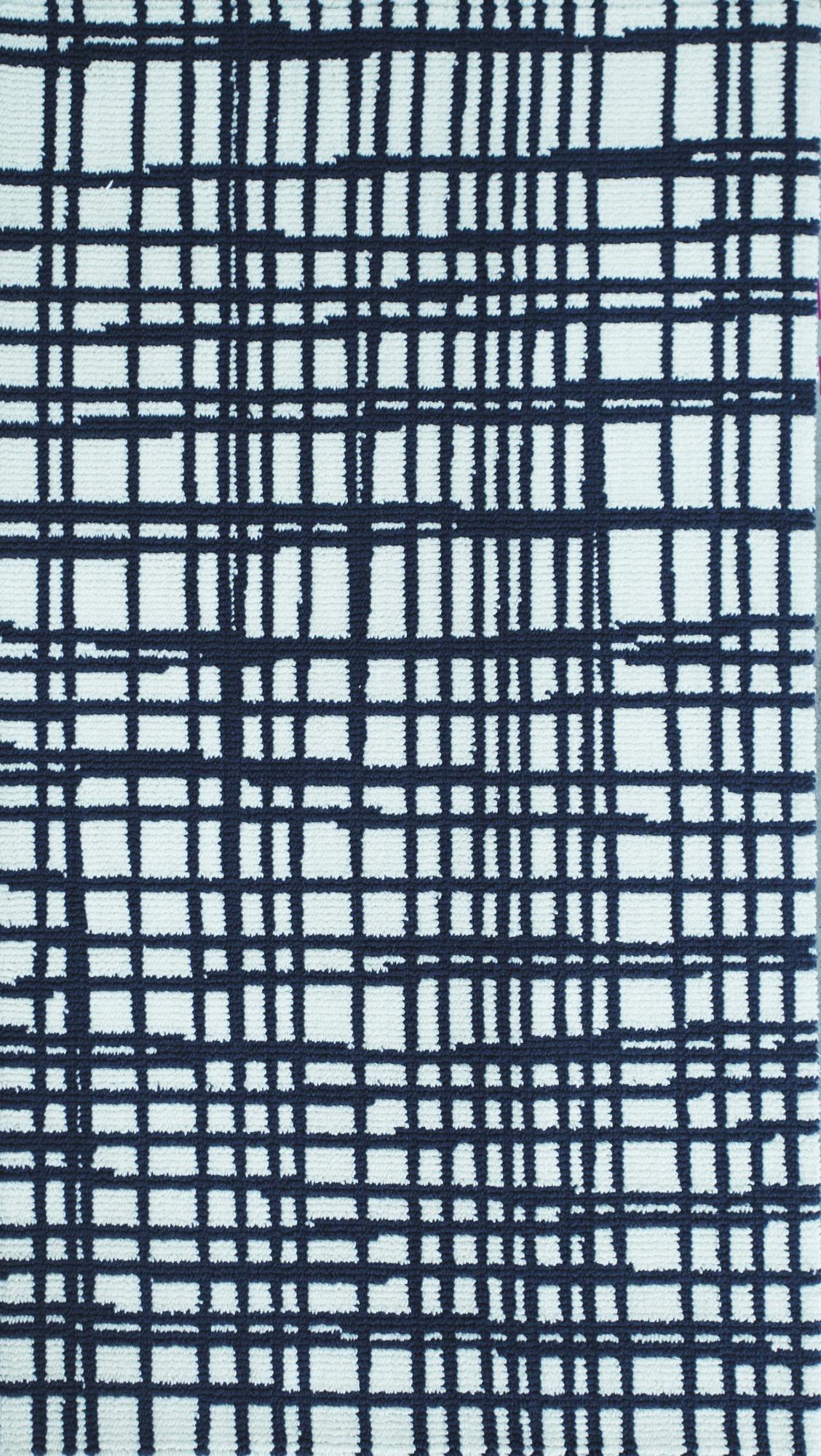 Wild Plaid Denim Cream carpet sample