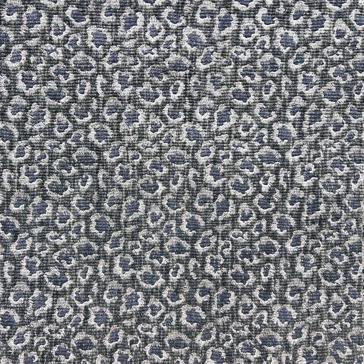 Embroidered Leopard Denim carpet sample